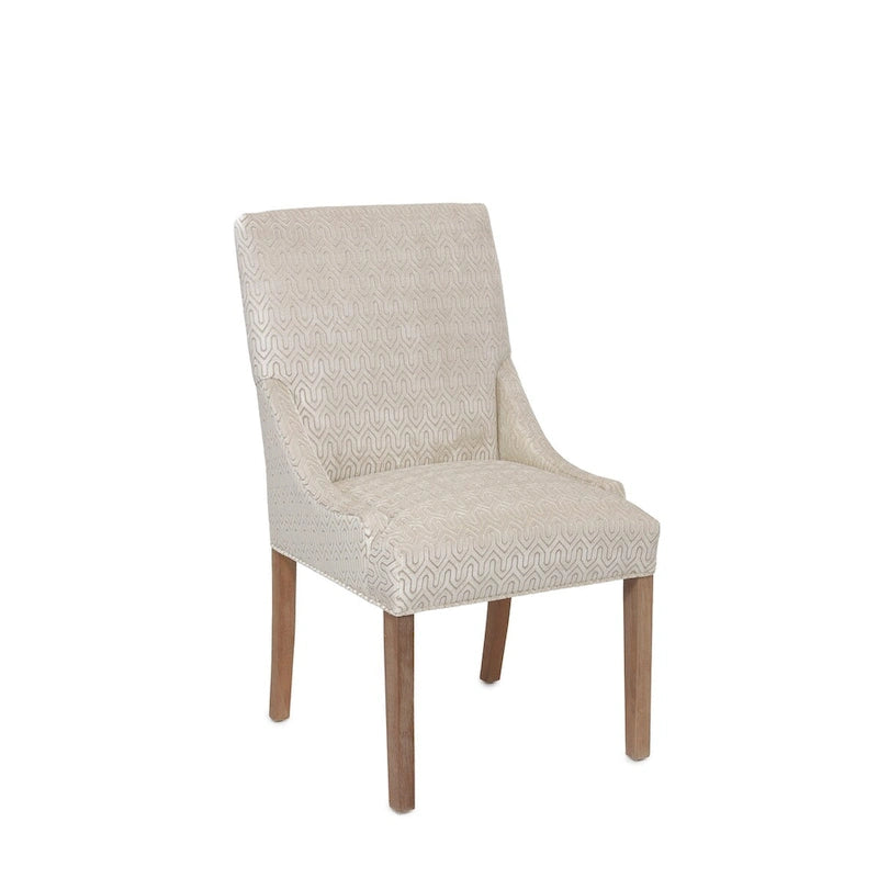 Upholstered Slope-Arm Dining Chair with Spring Seating & Rubberwood Legs