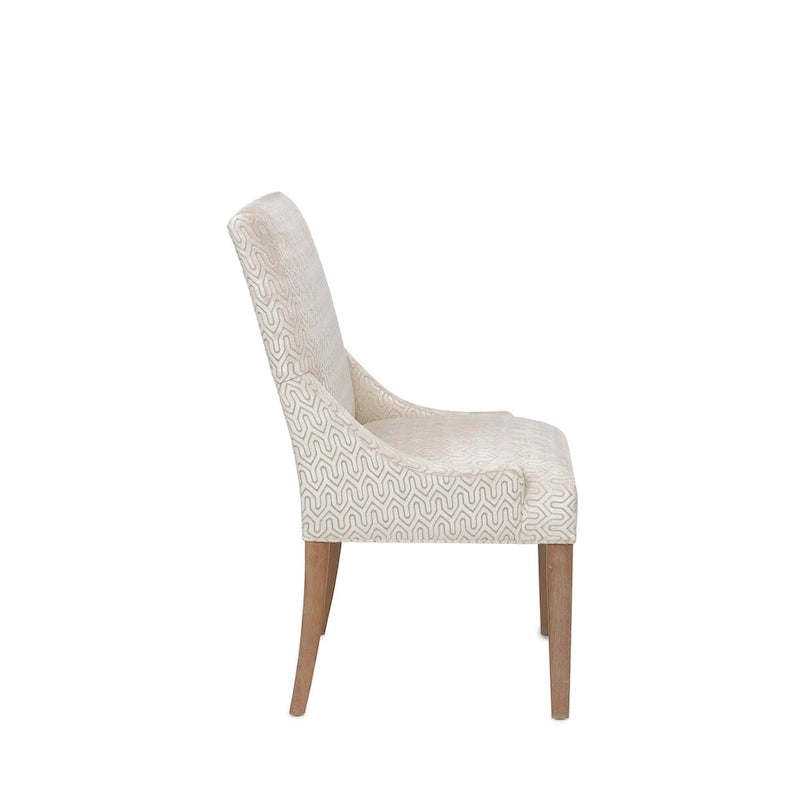 Upholstered Slope-Arm Dining Chair with Spring Seating & Rubberwood Legs