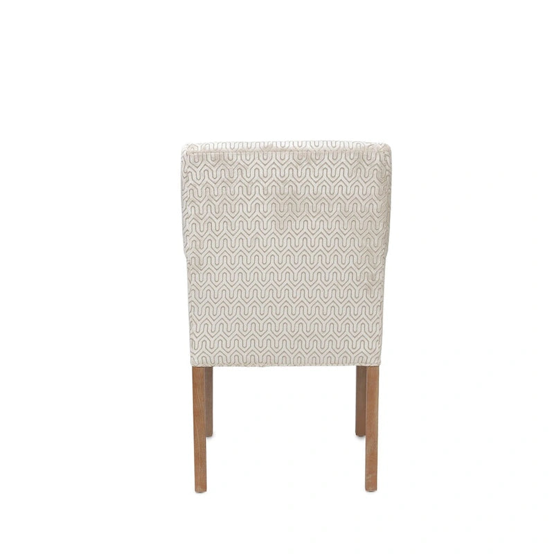 Upholstered Slope-Arm Dining Chair with Spring Seating & Rubberwood Legs