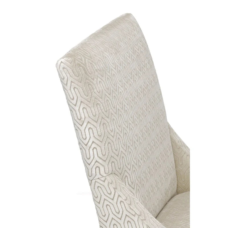 Upholstered Slope-Arm Dining Chair with Spring Seating & Rubberwood Legs