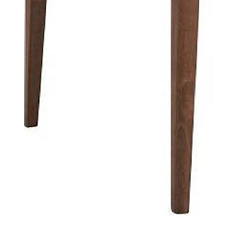 63-Inch Dining Table with Marble-Grain Faux Stone Top & Walnut Tapered Legs