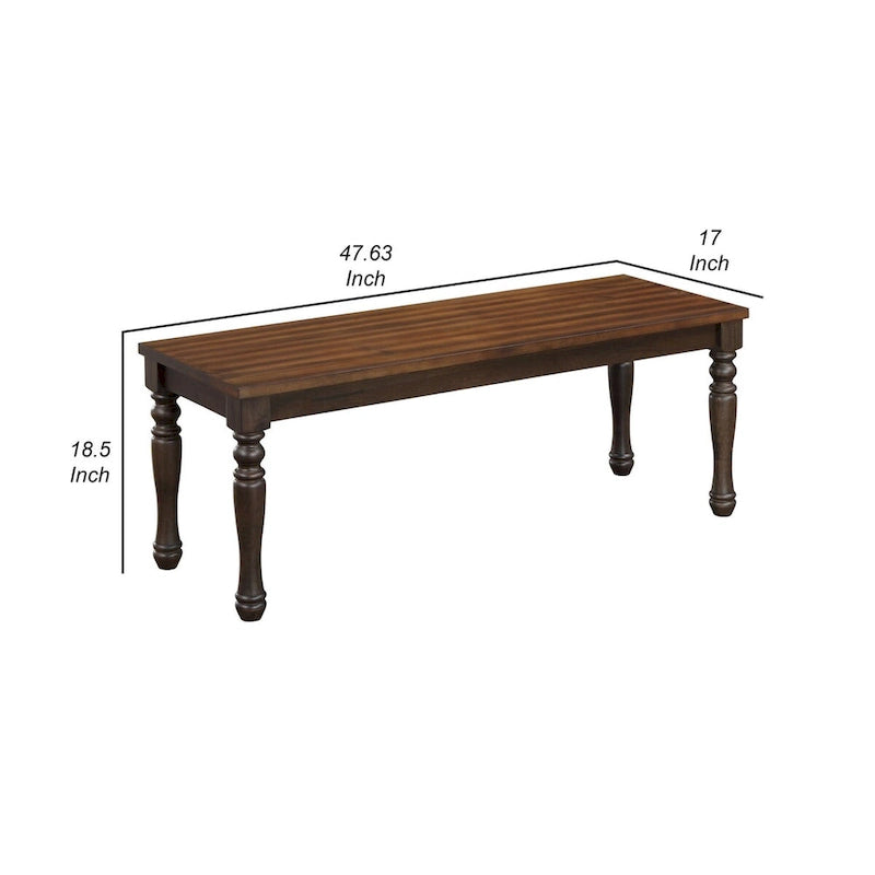 48" Two-Tone Dining Bench with Turned Legs & Solid Wood Construction