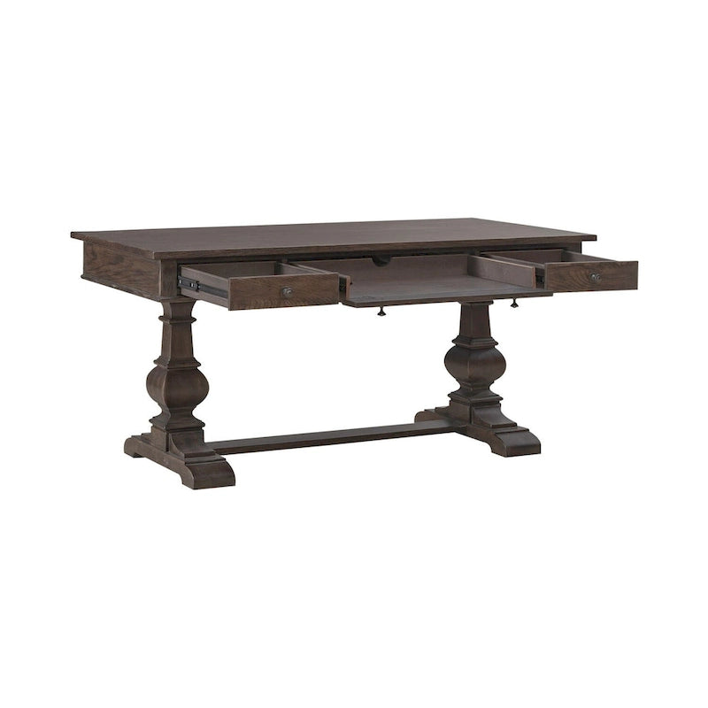 Grand Writing Desk with Double Pedestal Base, Keyboard Tray & Dovetail Drawers