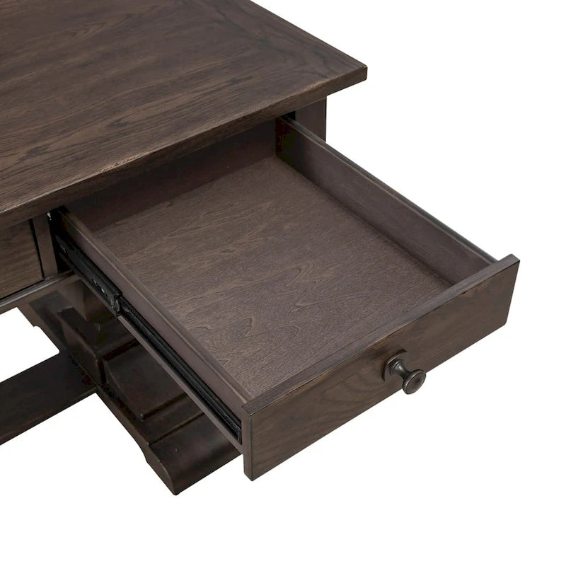 Grand Writing Desk with Double Pedestal Base, Keyboard Tray & Dovetail Drawers