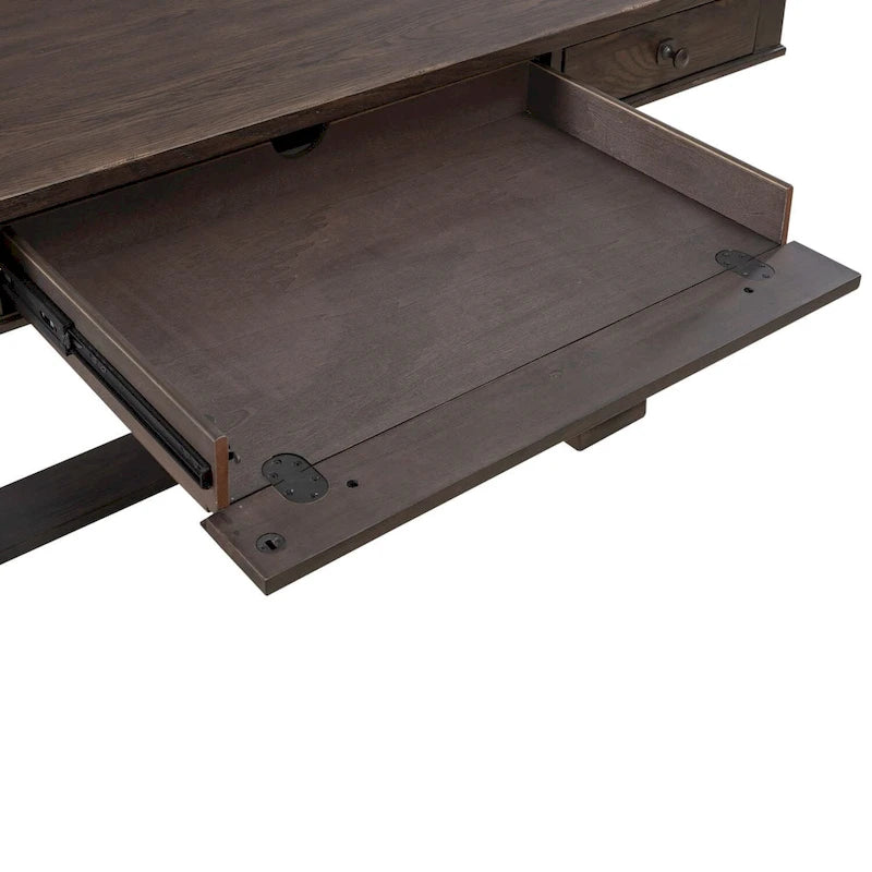 Grand Writing Desk with Double Pedestal Base, Keyboard Tray & Dovetail Drawers