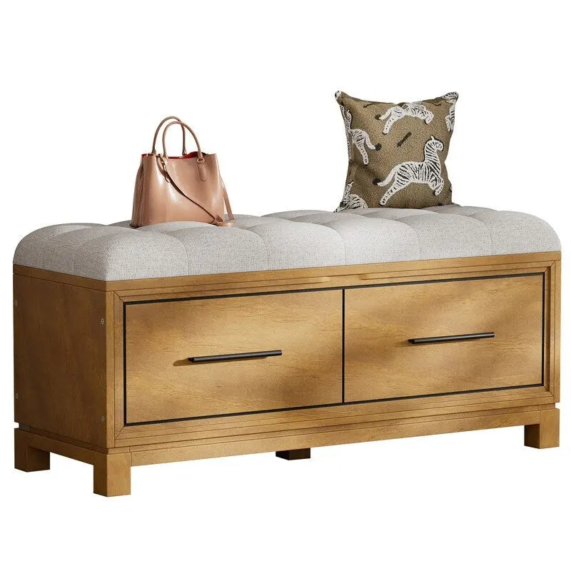 Shoe Bench with Removable Cushion and Hidden Storage for Entryway and Living Room Organization
