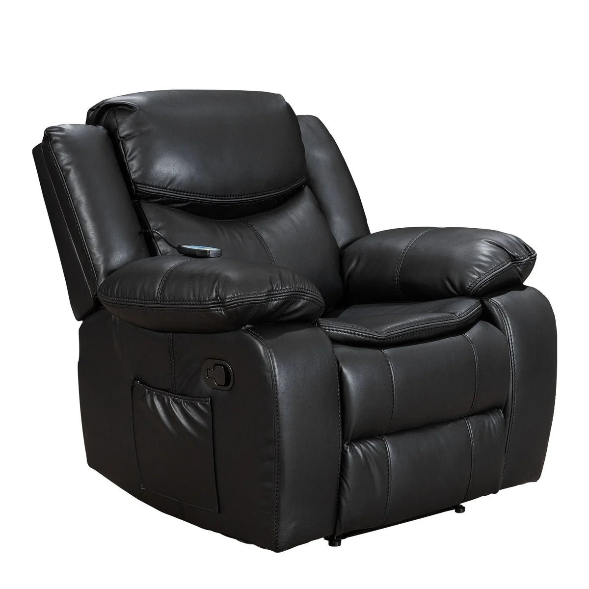 Wide Seat Durable Leather Massage and Heat Recliner