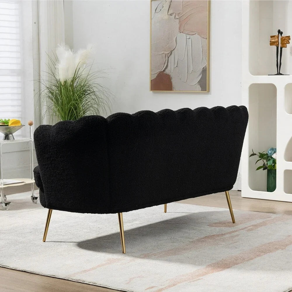 Small Mini Room Couch Two-Seater Sofa with Gold Metal Leg - 2 Seat