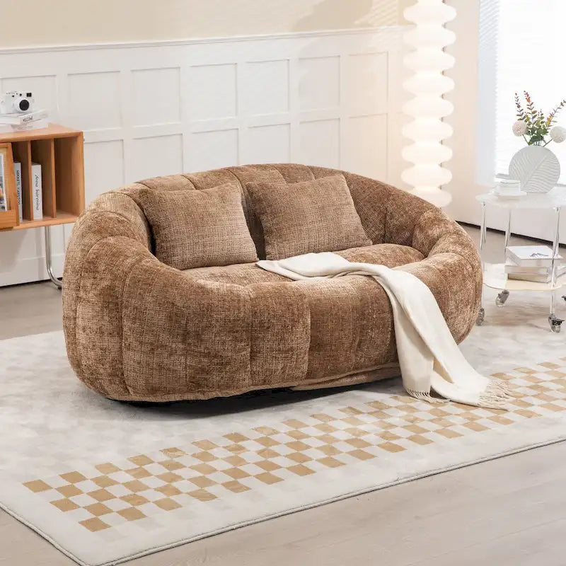 GDFStudio - Laurel Chenille 2-Seater Lazy Sofa with High-Density Foam and Oversized Comfort