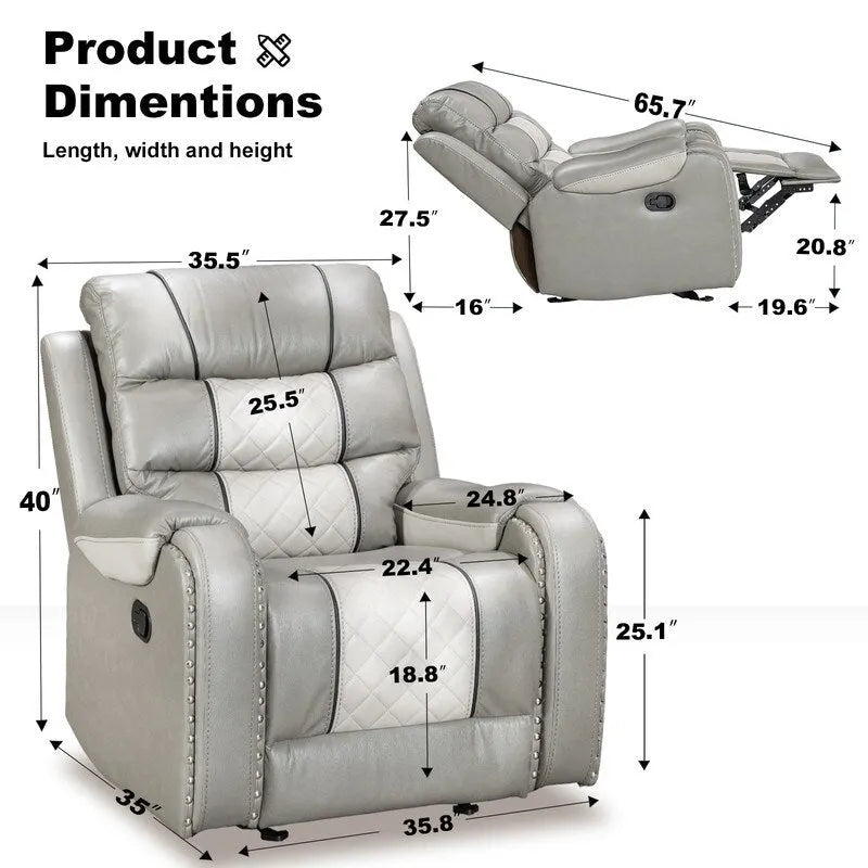 Big Size Faux Leather American Design Recliner Chair for Living Room