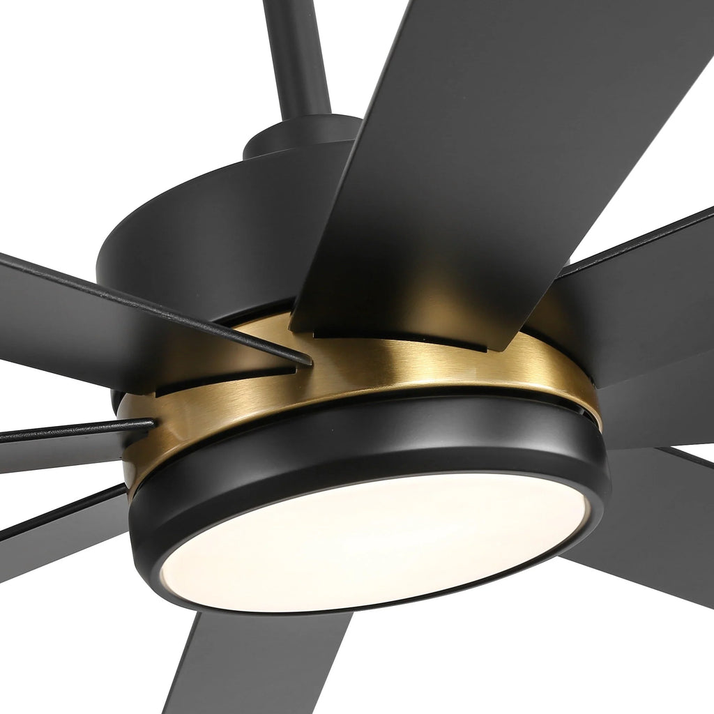 65 Inch 8-Blade Black LED Ceiling Fan with Light and Remote