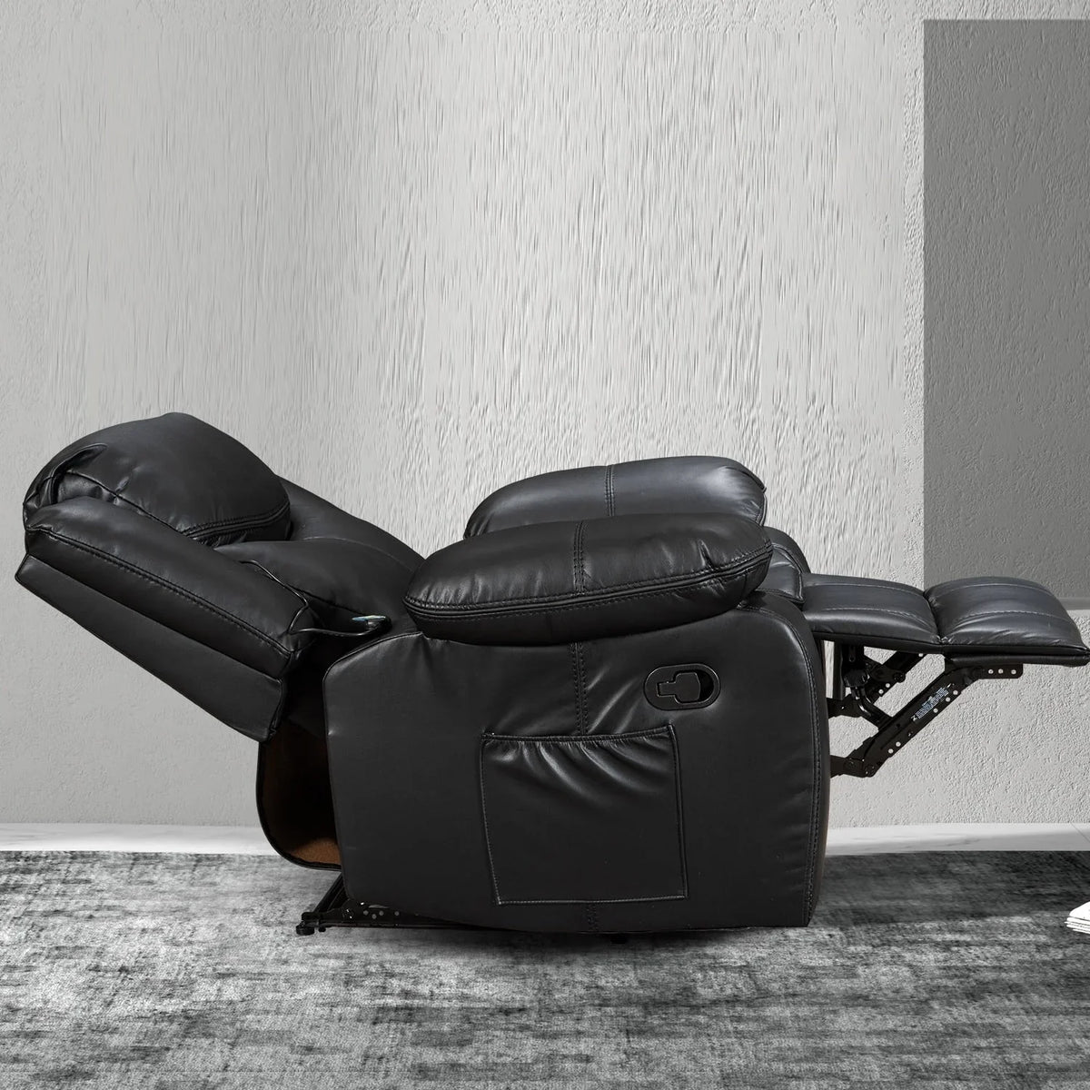 Wide Seat Durable Leather Massage and Heat Recliner