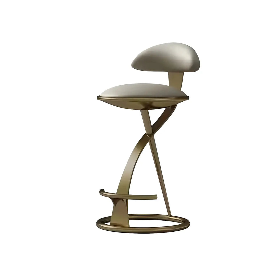 Luxury Gold Metal Frame Sleek Beige Leather Bar Stool